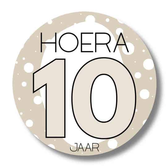 Stickers | Hoera 10 jaar | Dots Beige