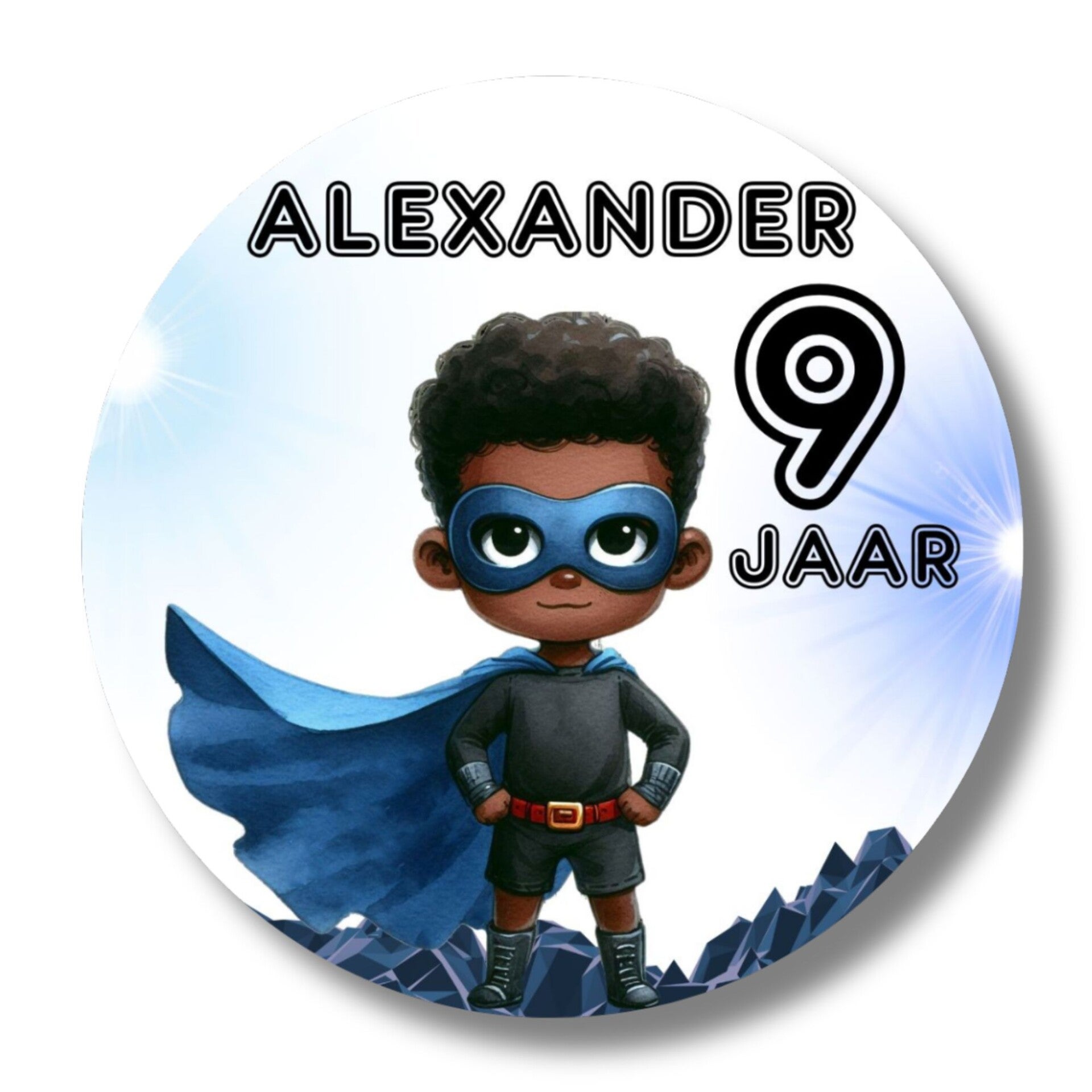 Gepersonaliseerde Stickers | Superheld | Blauw