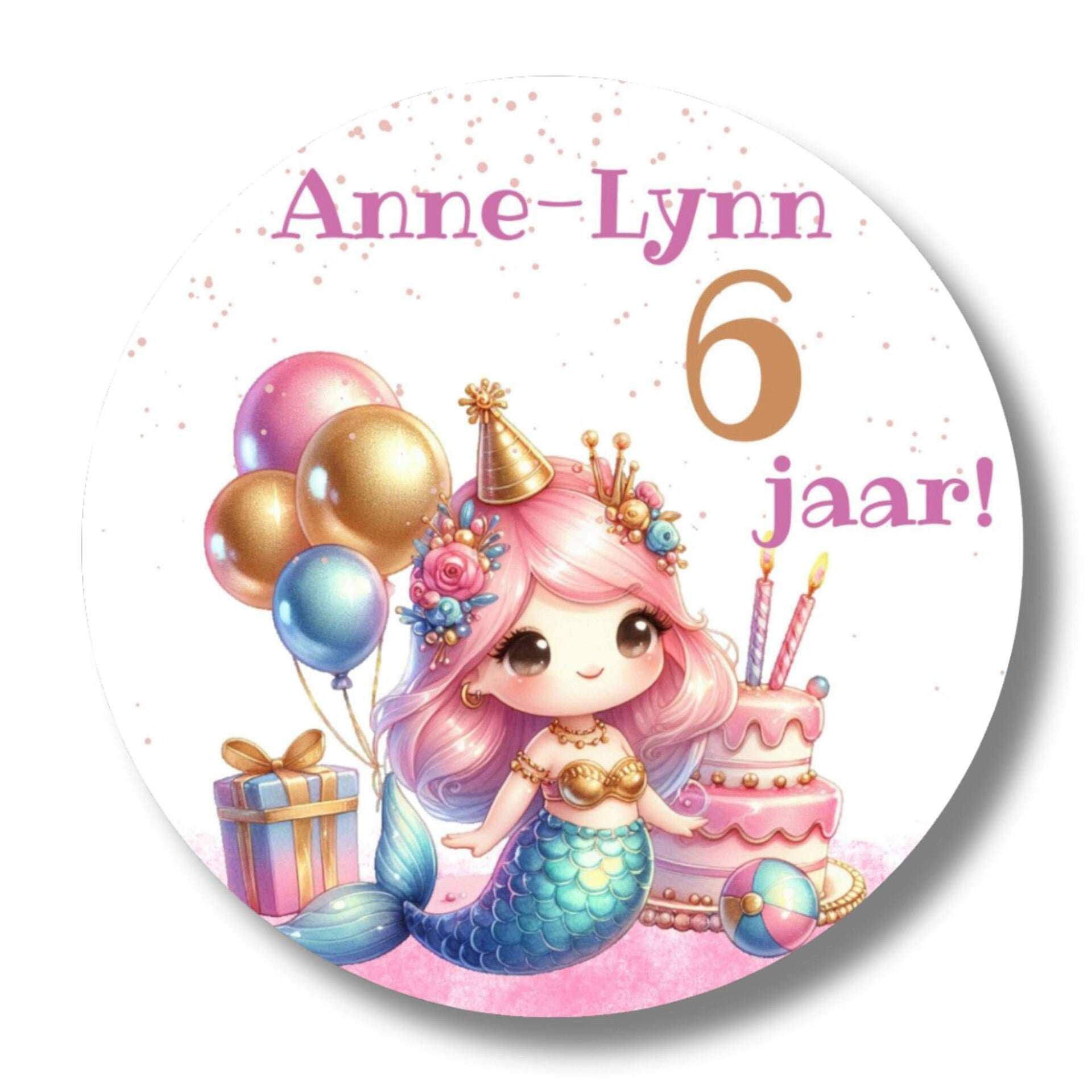 Zeemeermin Verjaardagsstickers met Naam & Leeftijd | 20 stuks