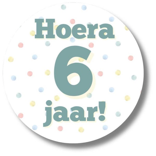 Stickers |  Hoera 6 jaar | Verjaardag | 20 stuks