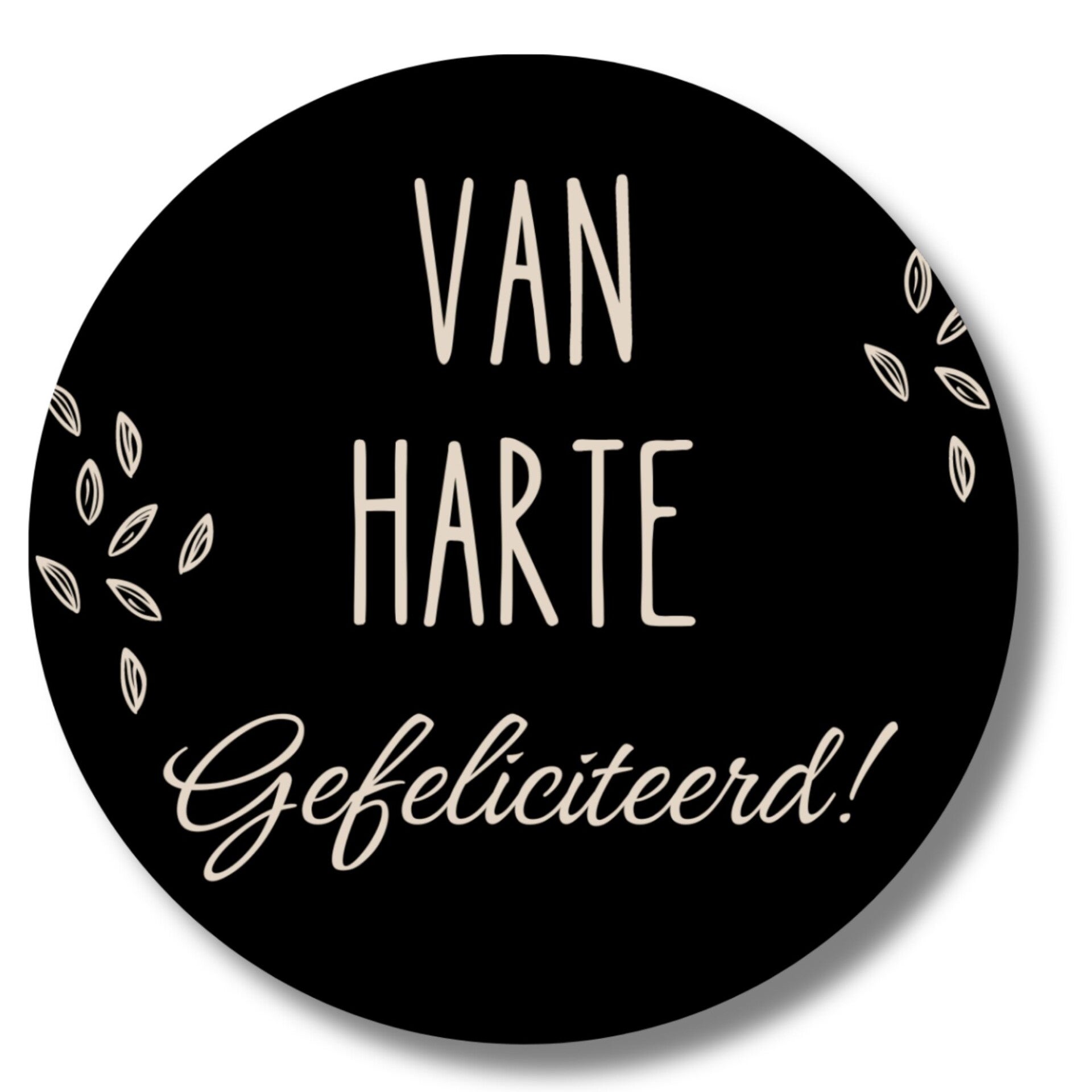 Stickers | Van harte gefeliciteerd | Rond 4 cm | 20 Stuks