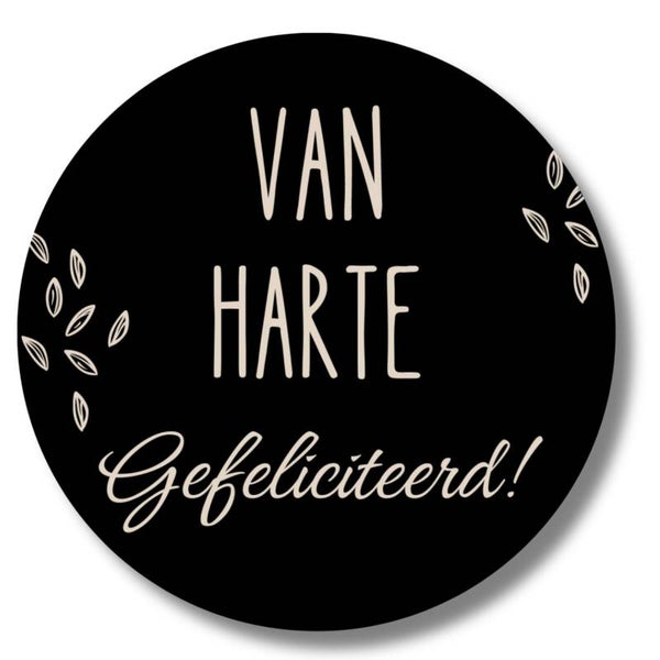 Stickers | Van harte gefeliciteerd | Rond 4 cm | 20 Stuks