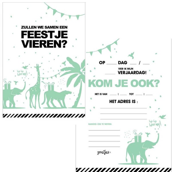 Uitnodiging | Feestje | Groen | Per stuk