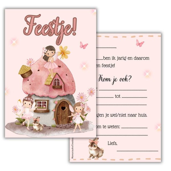 Uitnodiging | Verjaardag | Kinderfeest | Magische Elfjes | Set van 6