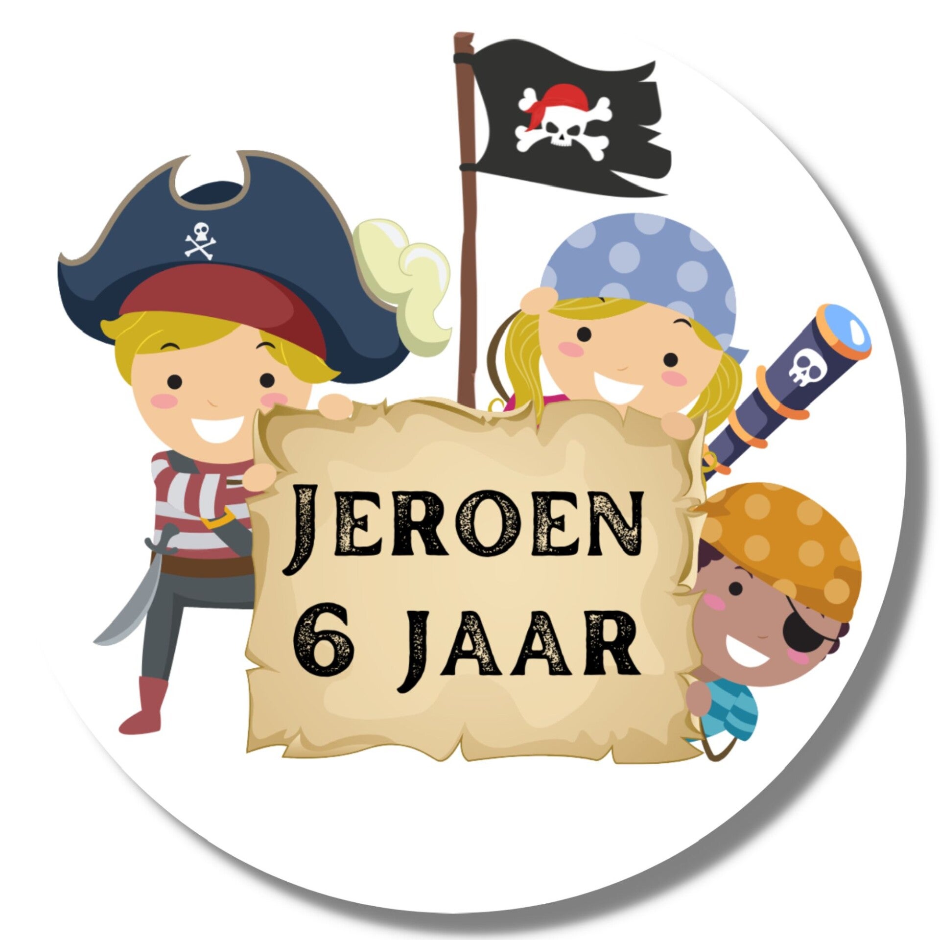 Gepersonaliseerde Stickers | Piraten | Naam en leeftijd van de jarige