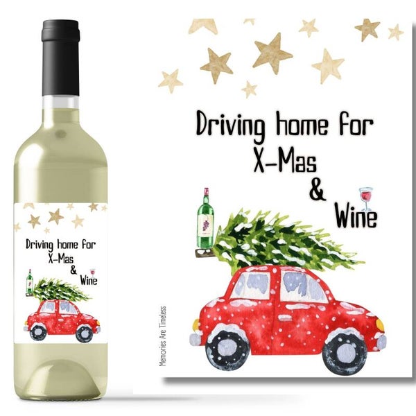 Wijnetiket | Driving home for Christmas And wine | Kerst