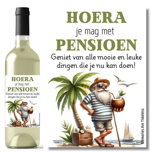 Wijnetiket | Hoera je mag met pensioen