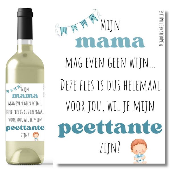 Wijnetiket | Peettante | Blauw