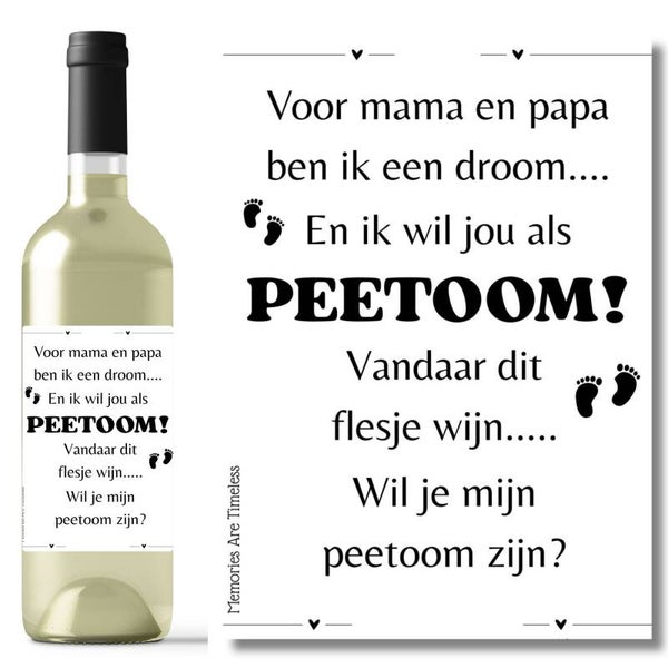 Wijnetiket | Peetoom | Mama en Papa een droom...