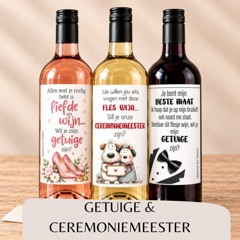 Wijnetiketten getuige en ceremoniemeester vragen