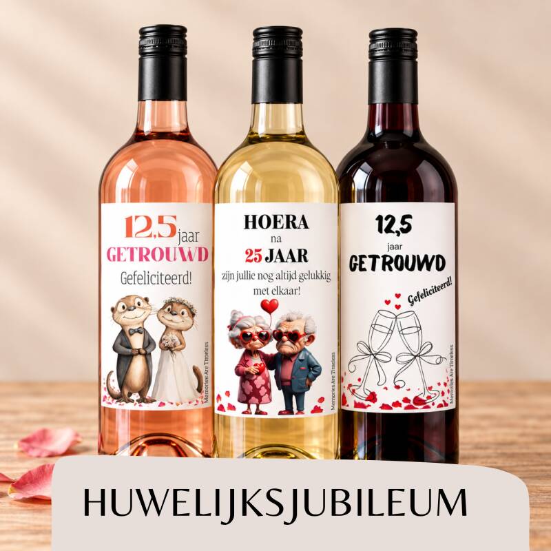 Wijnetiketten huwelijksjubileum