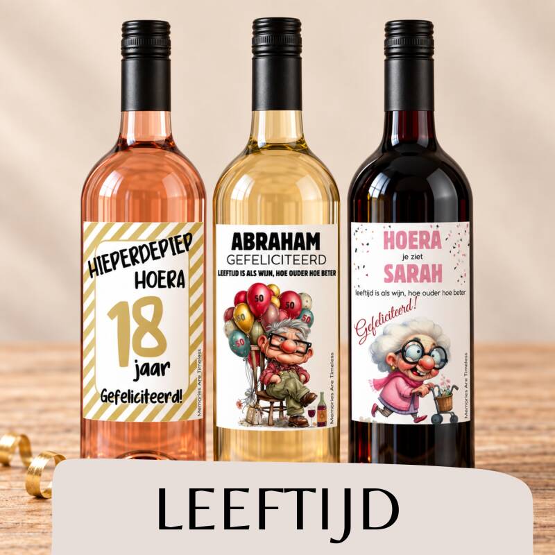Wijnetiketten leeftijd verjaardag