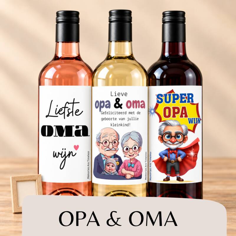 Wijnetiketten opa en oma