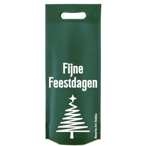 Wijntas | Kerstboom | Fijne Kerstdagen | Groen | Non woven