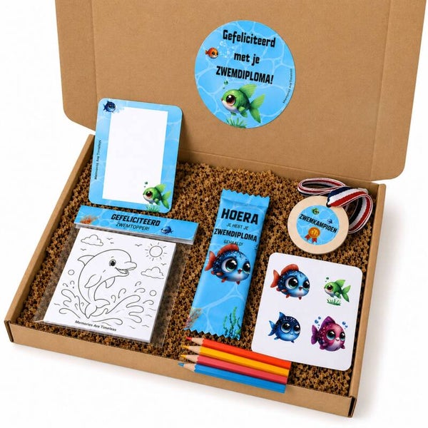 Zwemdiploma Brievenbuscadeau | Cadeautje voor Zwemdiploma A, B of C | Ingepakt kado