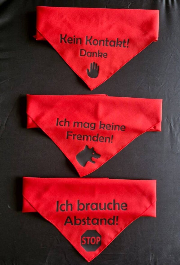Hundehalstuch Rot - Stopp nicht zu nah!