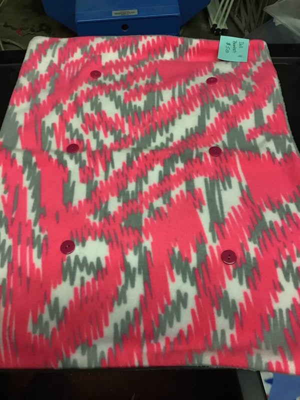 Pink and gray blanket
