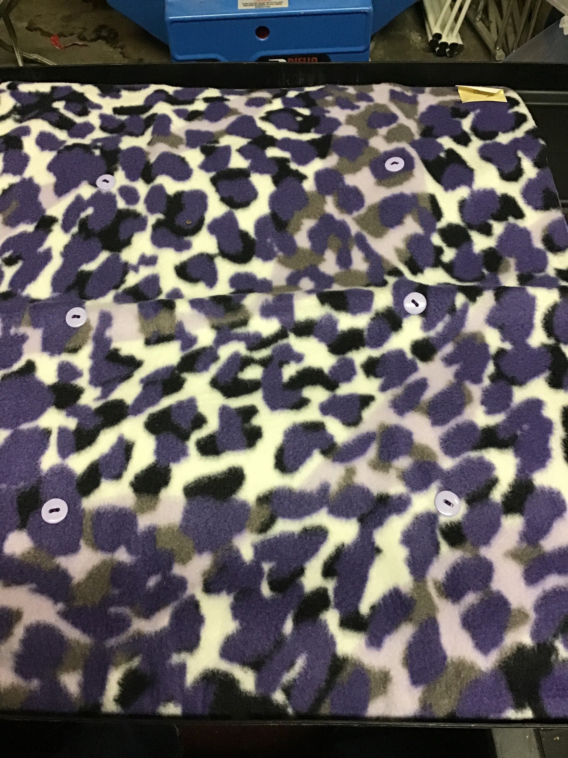 Purple and white blanket