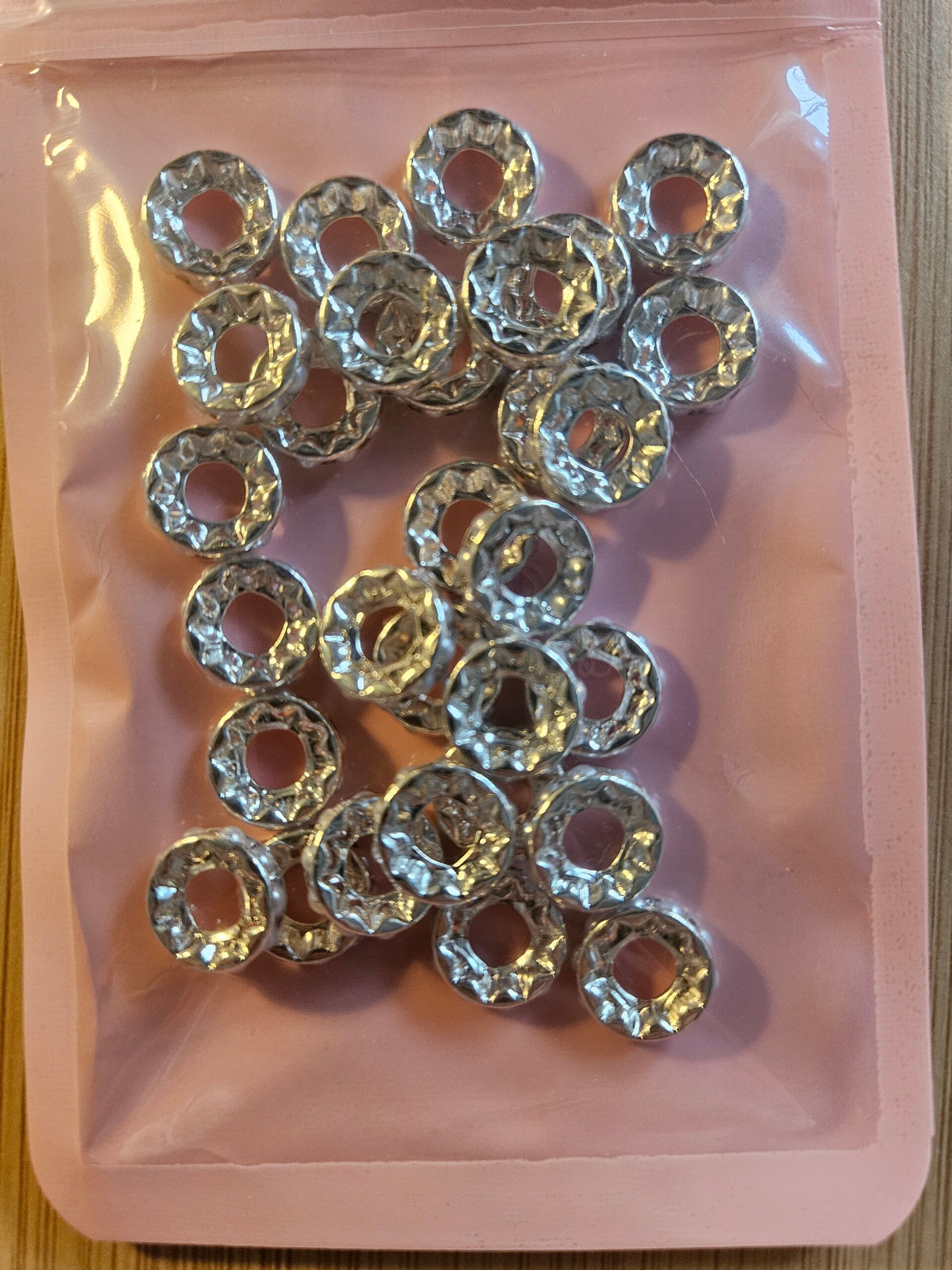 Strass rondeller i silverfärg- 30 st