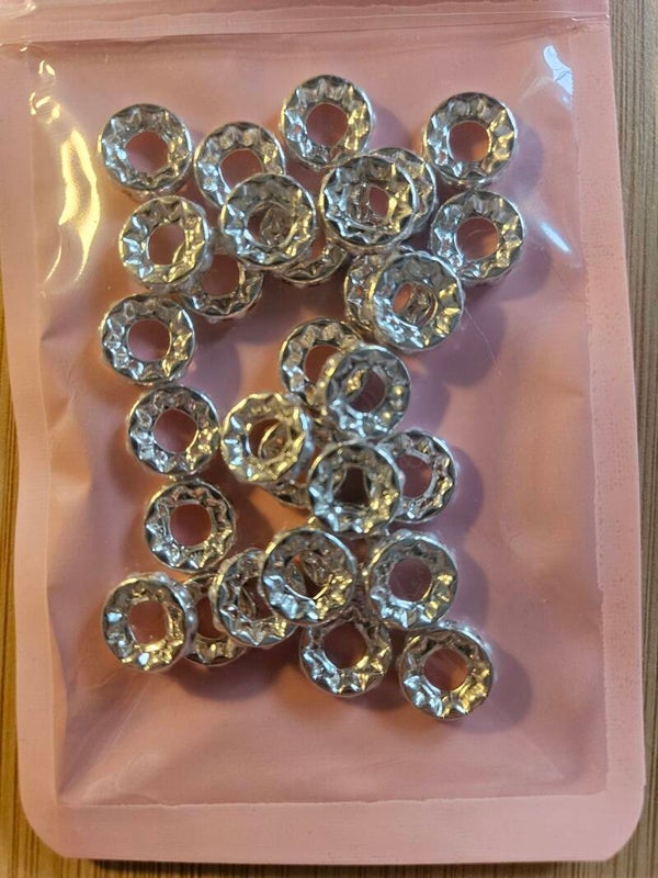 Strass rondeller i silverfärg- 30 st