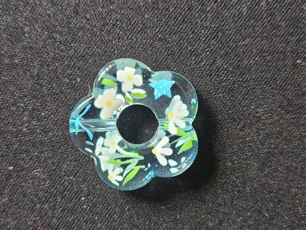 Akryl focal - Blå med blommotiv