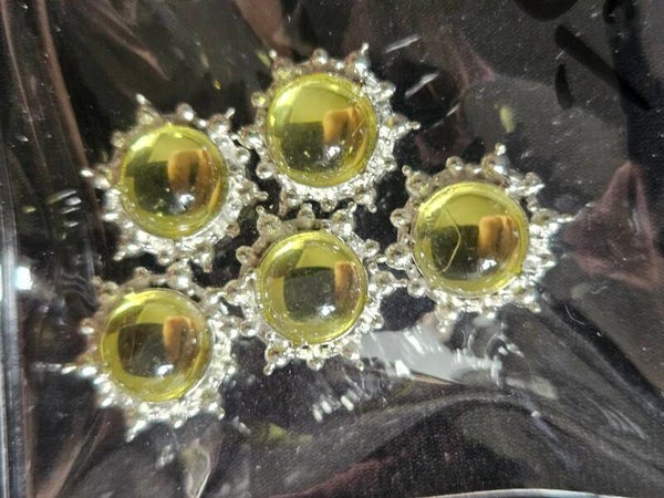 Olivgröna dekorstenar med silverkant 5-pack