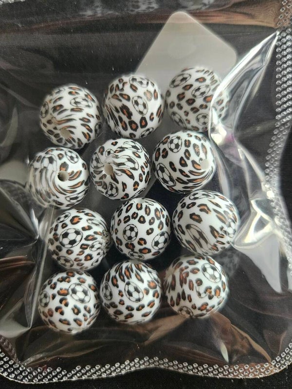 Silikonpärlor med fotboll 12 pack