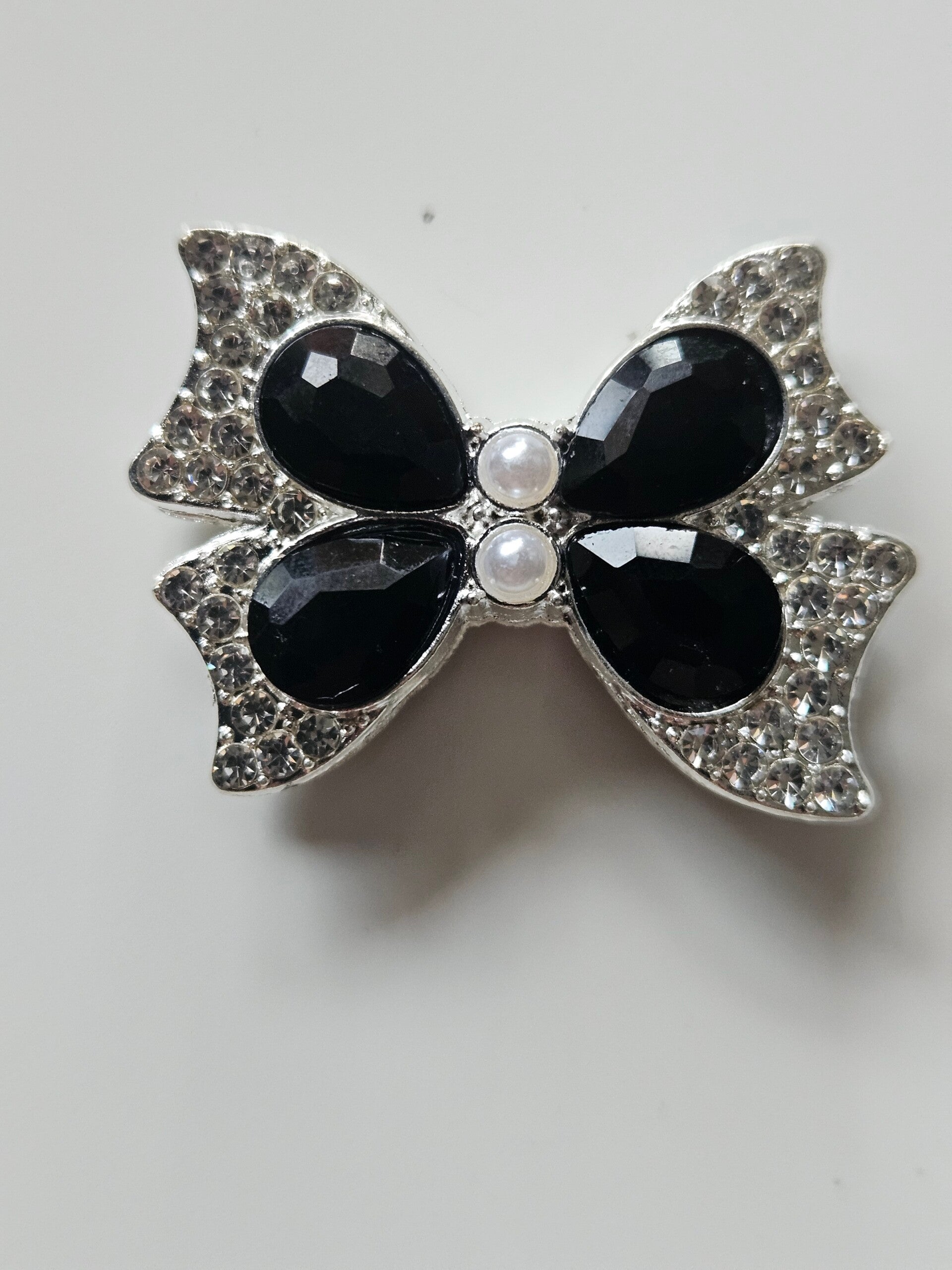 Strass berlock och charms - rosett med svart kristall