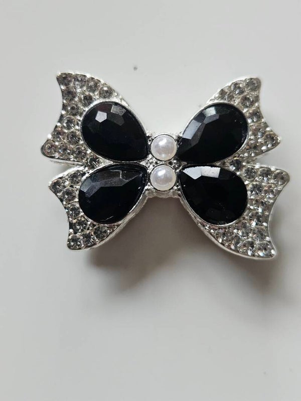 Strass berlock och charms - rosett med svart kristall