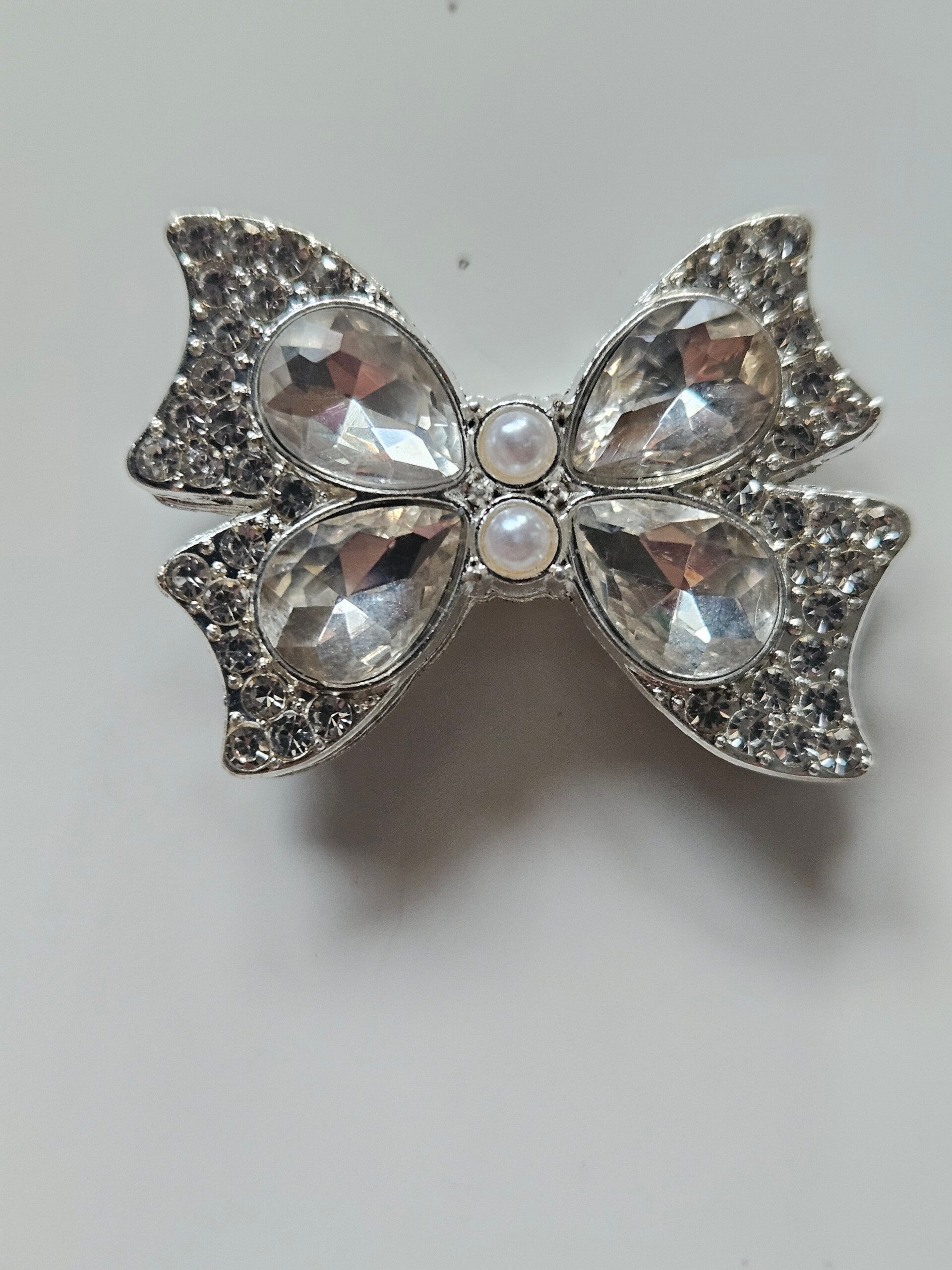 Strass berlock och charms - rosett med vit kristall