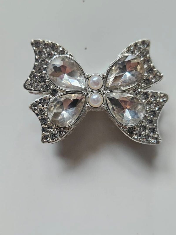 Strass berlock och charms - rosett med vit kristall