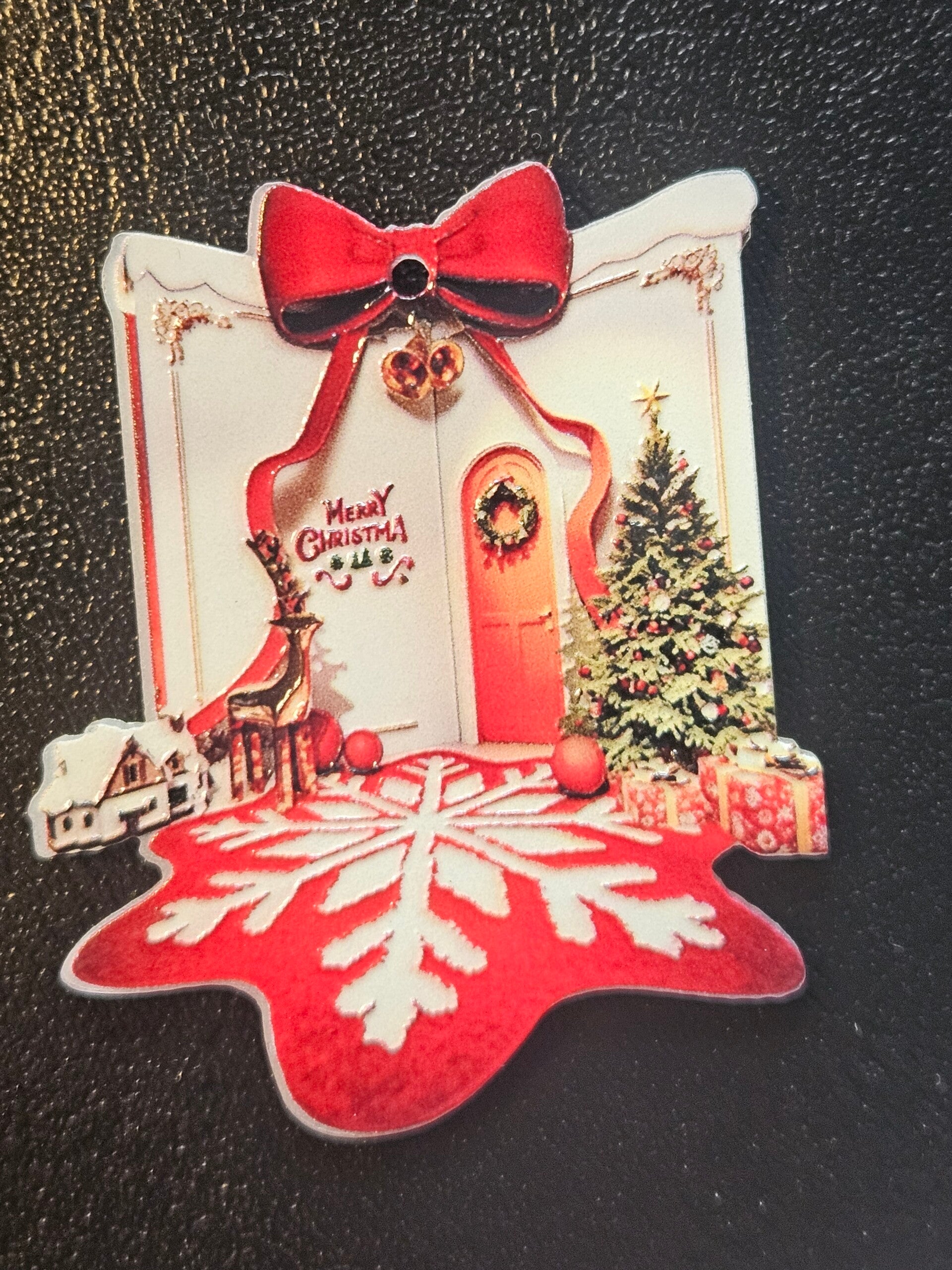 Akryl bricka med hål - julmotiv