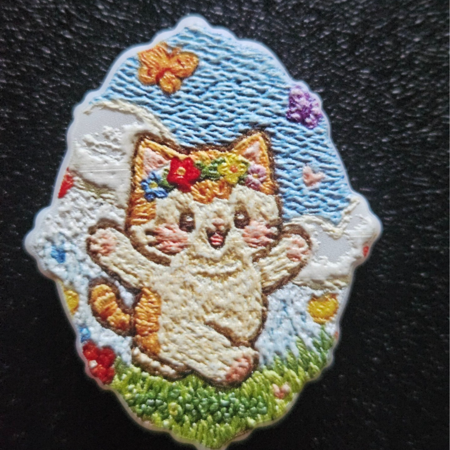 Pärla med genomgående hål - katt motiv