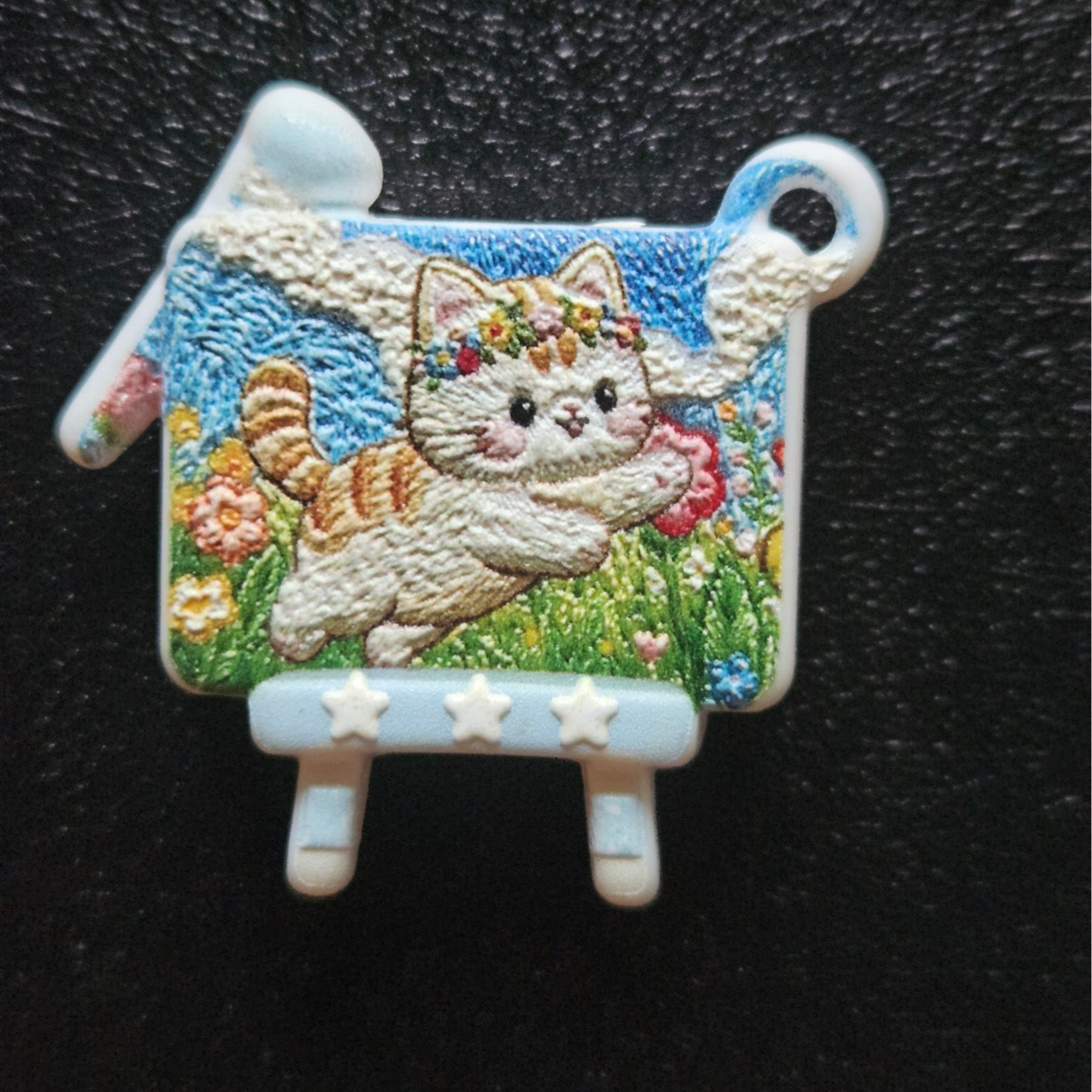 Pärla med genomgående hål - katt motiv