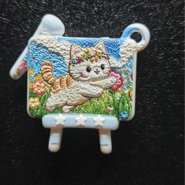 Pärla med genomgående hål - katt motiv