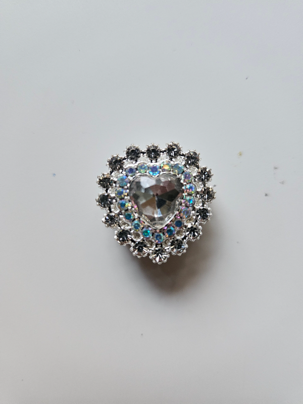 Strass berlocker och charms hjärta med vit kristall