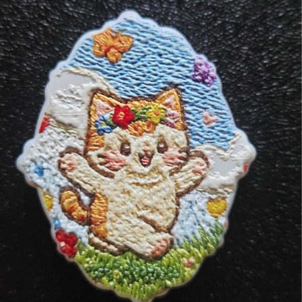 Pärla med genomgående hål - katt motiv