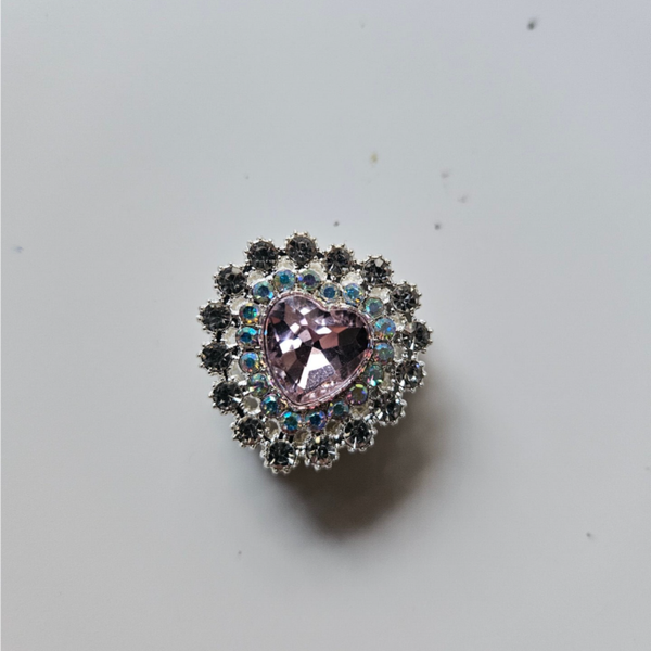 strass berlock och charms - hjärta med rosa kristall