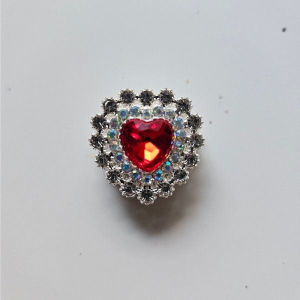 strass berlock och charms - hjärta med röd kristall