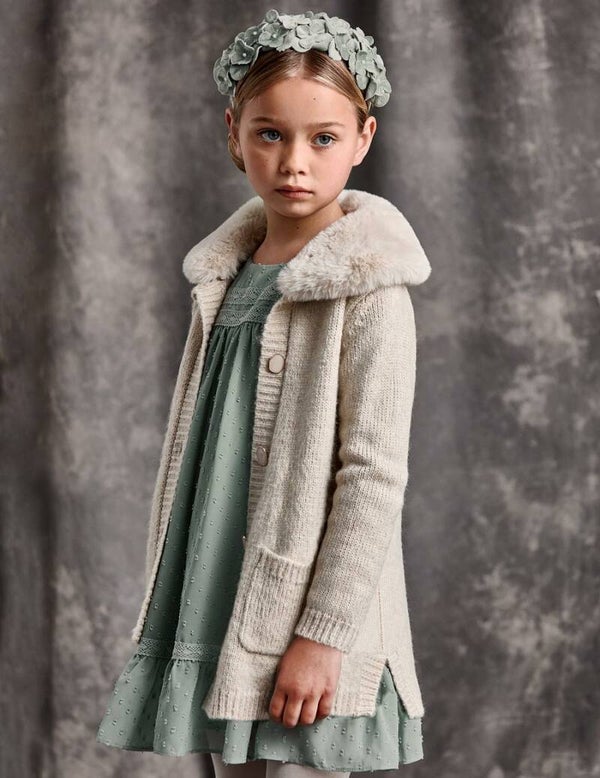 Vest met bontkraagje Beige 5842