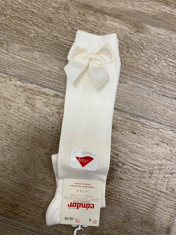 Condor kniekous ecru met strik