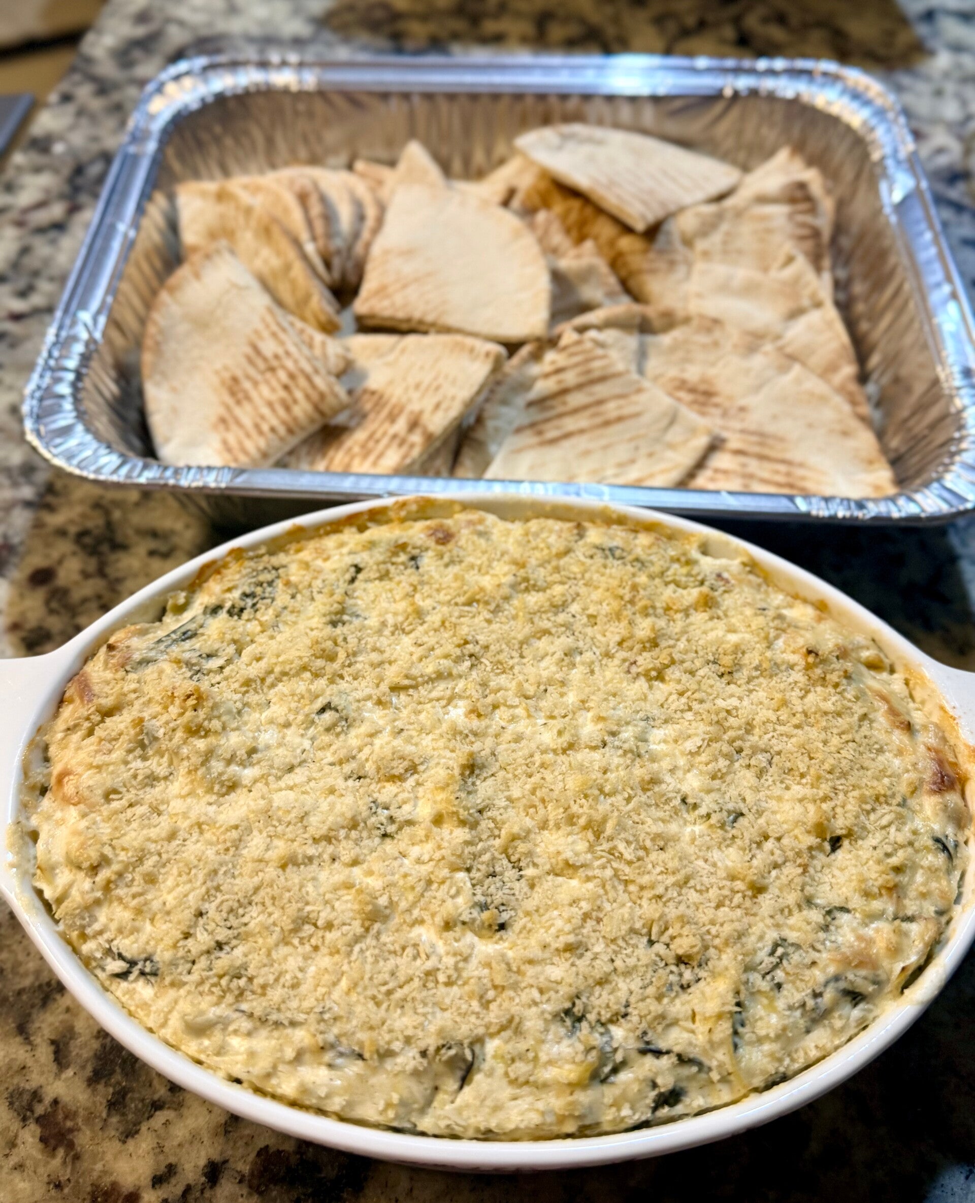 Spinach and Artichoke Dip with Pita Bread