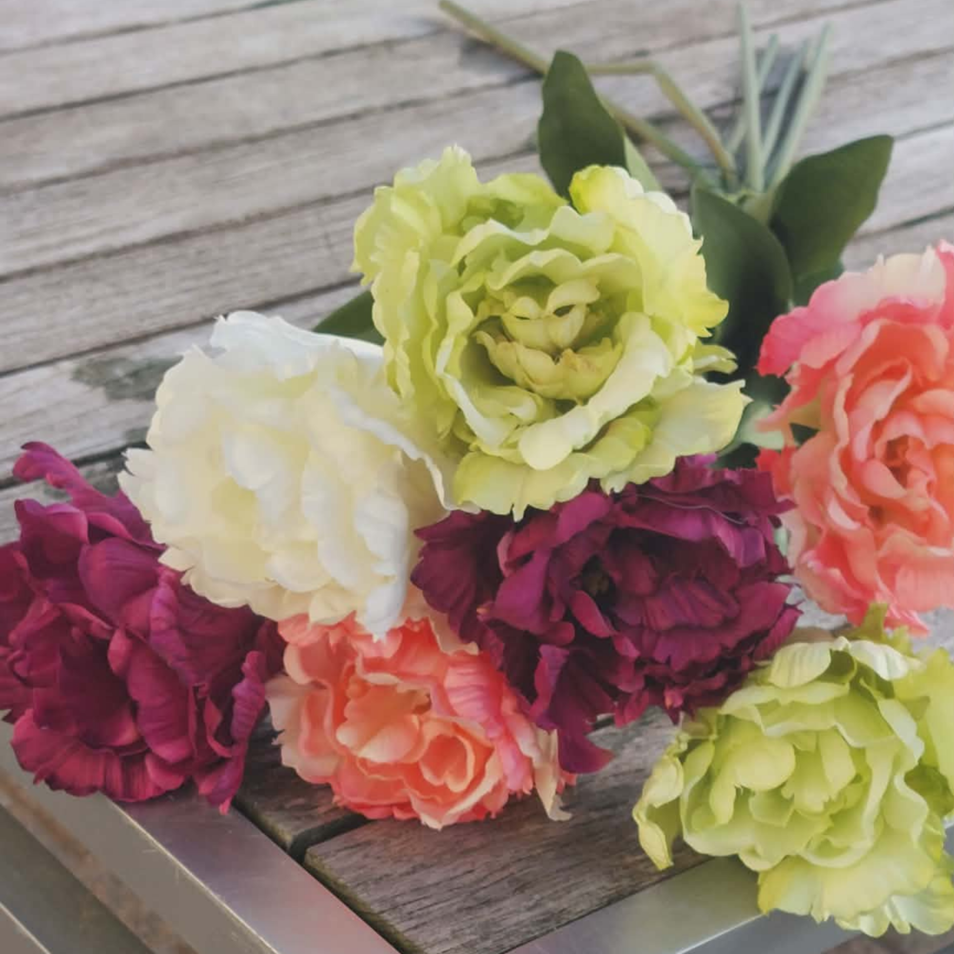 Boeket van 7 zijden papegaaitulpen – kleurrijke luxe mix