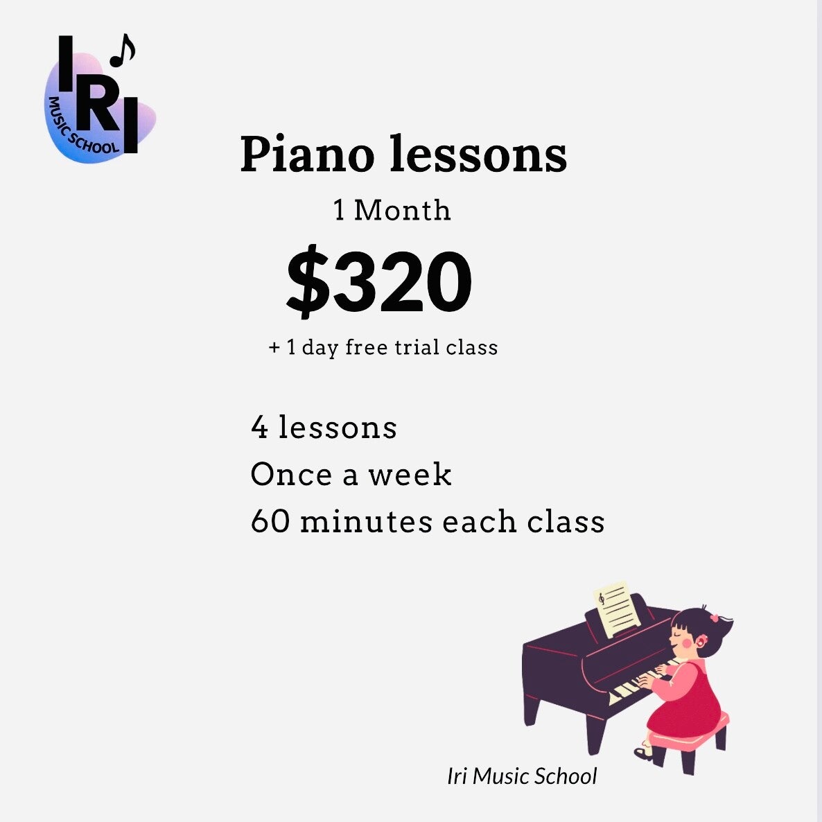 Piano Lessons (1 month)