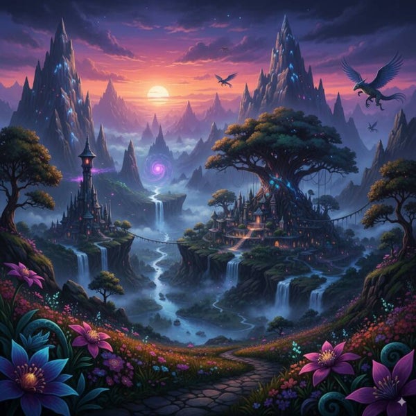A landscape → fantasy illustration
