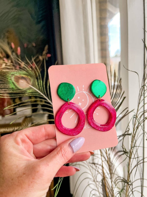 Green Pink Glitter Statement