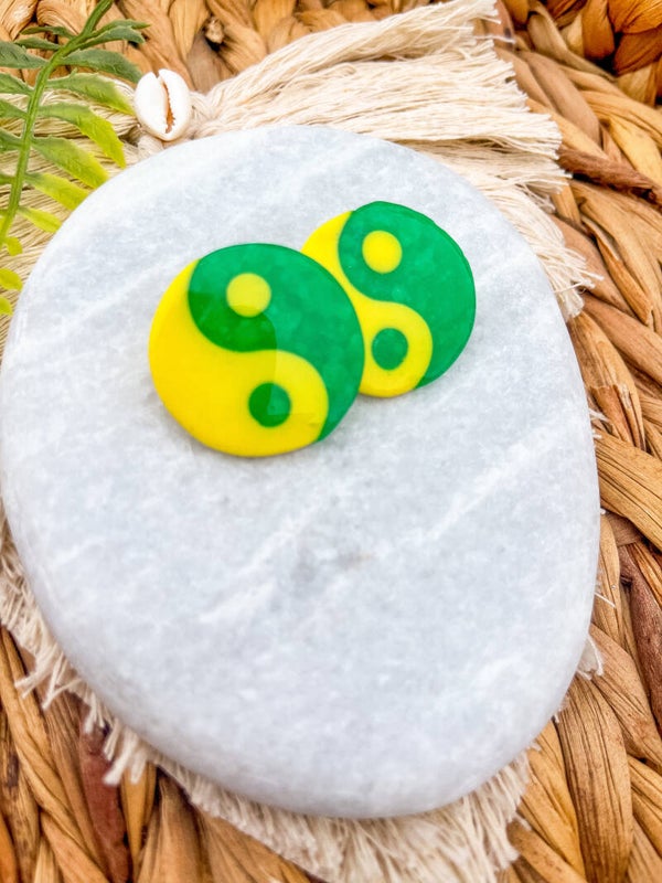 Yin Yang stud geel groen