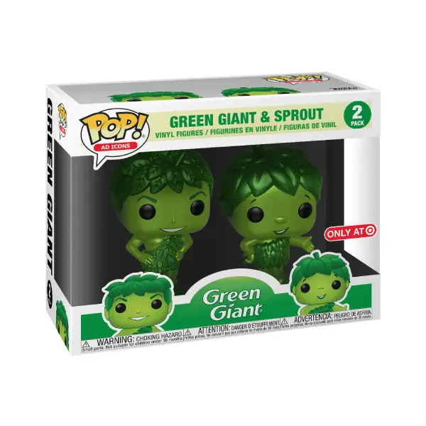 AD ICONS 2 PACK FIGURINES POP GREEN GIANT AND SPROUT (METALLIC)