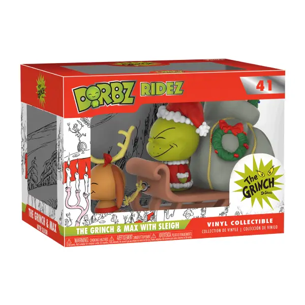 DORBZ RIDEZ DR. SEUSS THE GRINCH FIGURINE 41 THE GRINCH AND MAX WITH SLEIGH