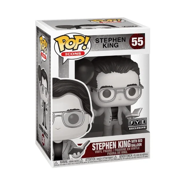 ICONS STEPHEN KING FIGURINE POP 55 STEPHEN KING WITH RED BALLOON (BLACK AND WHITE)